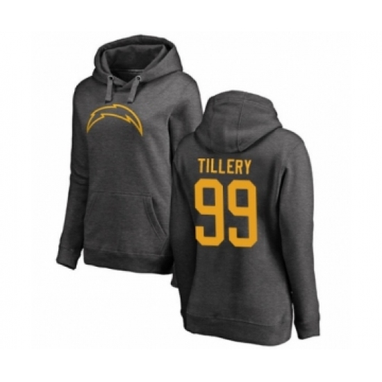 Football Women's Los Angeles Chargers #99 Jerry Tillery Ash One Color Pullover Hoodie