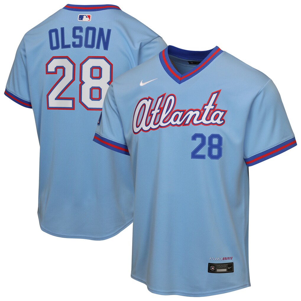 Youth Atlanta Braves Matt Olson Nike Powder Blue 2026 City Connect Stadium Jersey