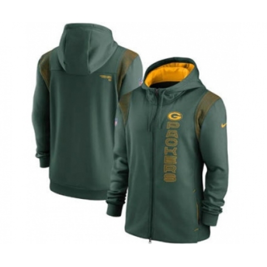 Men's Green Bay Packers 2021 Green Sideline Team Performance Full-Zip Hoodie