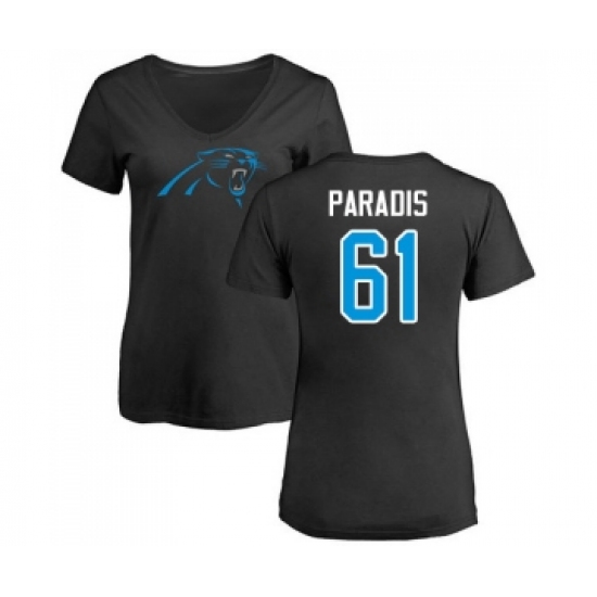 Football Women's Carolina Panthers #61 Matt Paradis Black Name & Number Logo Slim Fit T-Shirt