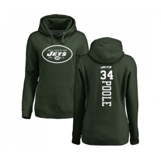 Football Women's New York Jets #34 Brian Poole Green Backer Pullover Hoodie