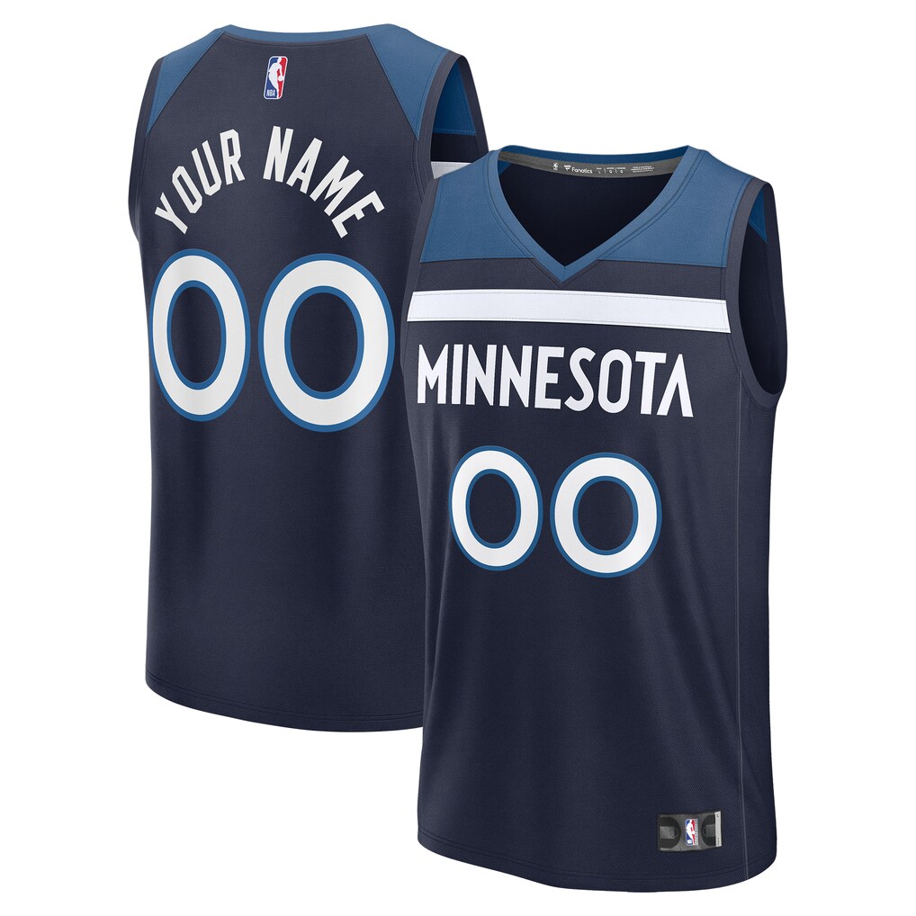 Youth Minnesota Timberwolves Fanatics Navy Fast Break Custom Jersey - Icon Edition