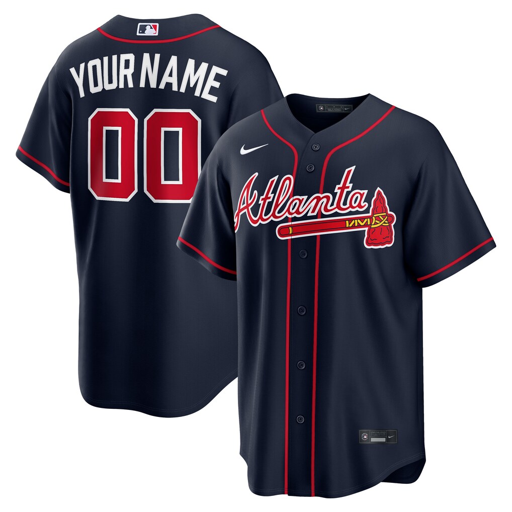 Men's Atlanta Braves Nike Navy Alternate Replica Custom Jersey