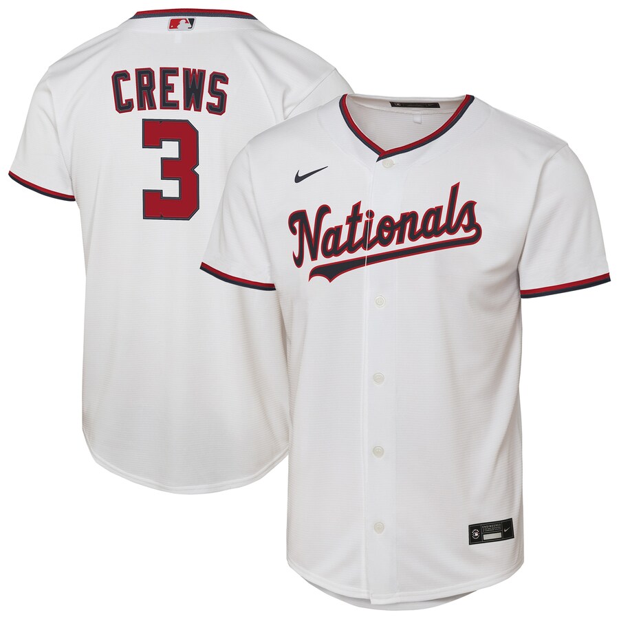 Youth Washington Nationals Dylan Crews Nike White Home Replica Jersey