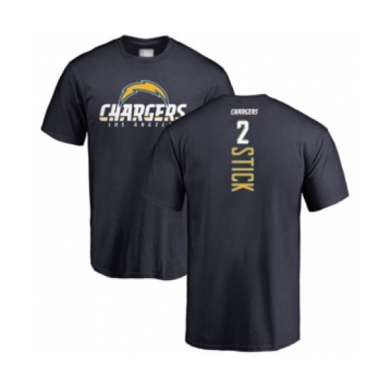 Football Los Angeles Chargers #2 Easton Stick Navy Blue Backer T-Shirt