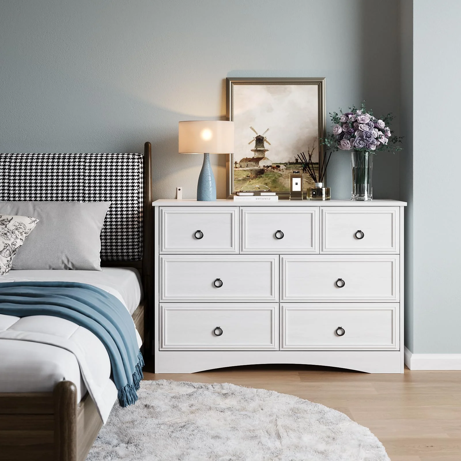 LGHM 7 Drawer Dresser, Chest of Drawers for Bedroom Living Room, Gray
