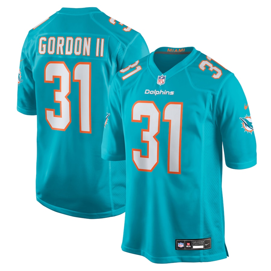 Men's Miami Dolphins Ollie Gordon II Nike Aqua Team Game Jersey