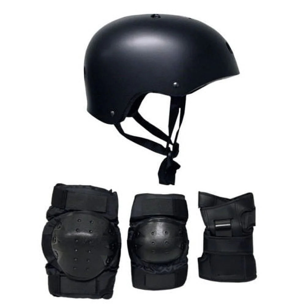 Skateboard Helmet Elbow/Knee/Wrist Pad Combo Adult Small - Black Helmet
