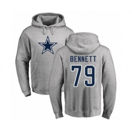 Football Dallas Cowboys #79 Michael Bennett Ash Name & Number Logo Pullover Hoodie