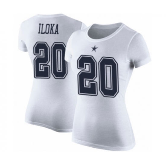 Football Women's Dallas Cowboys #20 George Iloka White Rush Pride Name & Number T-Shirt