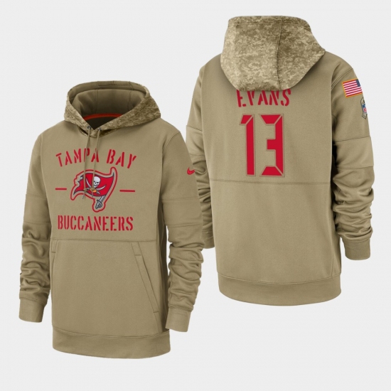 Men's Tampa Bay Buccaneers #13 Mike Evans 2019 Salute to Service Sideline Therma Pullover Hoodie - Tan