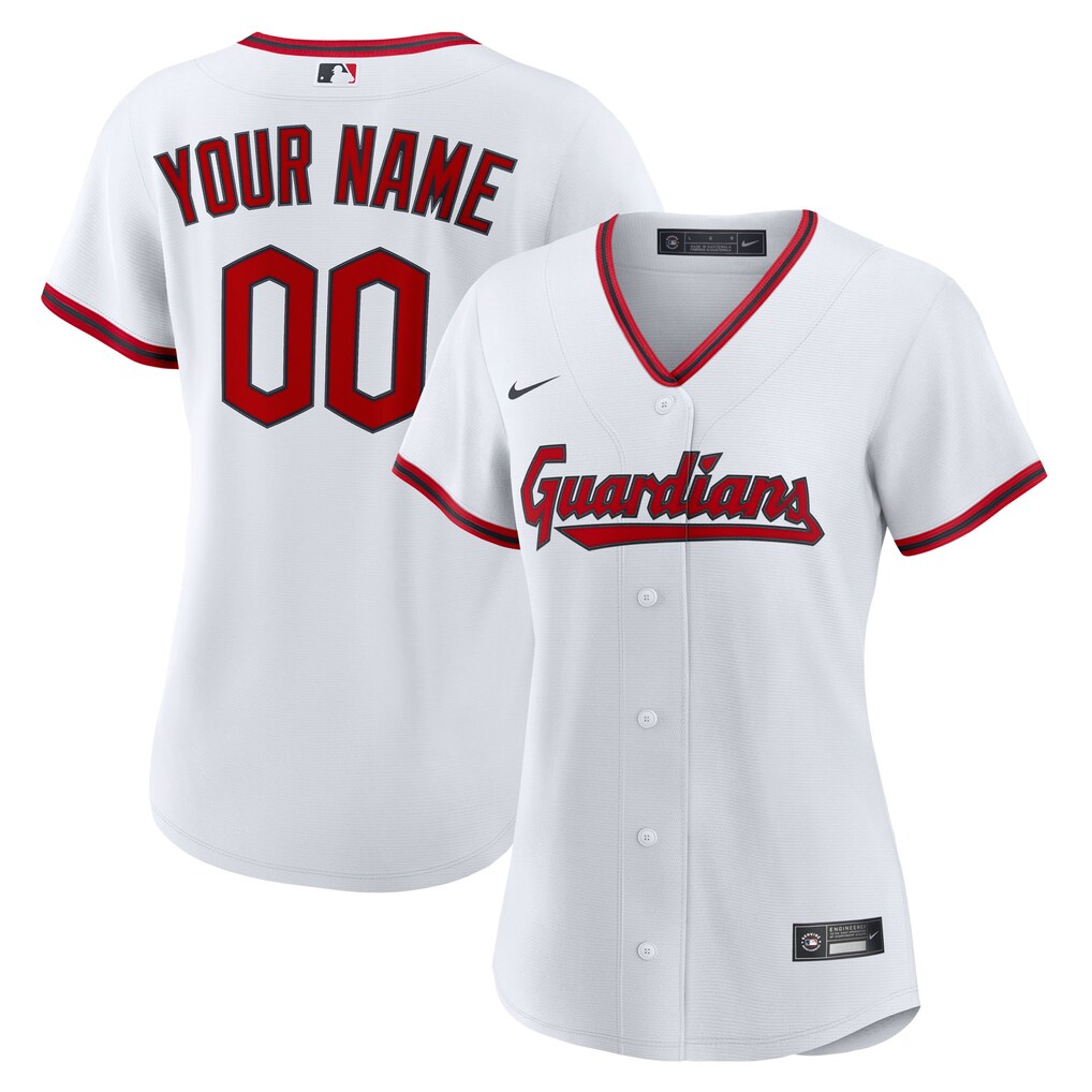 Women's  Cleveland Guardians  Nike White Home Custom Replica 2.0 Jersey