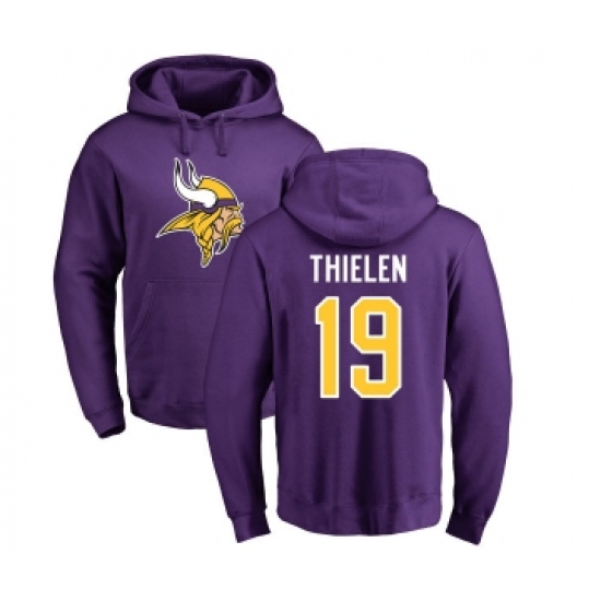 Football Minnesota Vikings #19 Adam Thielen Purple Name & Number Logo Pullover Hoodie