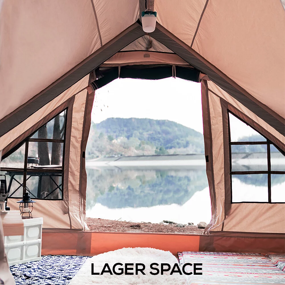 Inflatable Camping Tent with Pump, Glamping Tents, Easy Setup Waterproof Windproof Outdoor Blow Up Tent, 4 Season Oxford Cabin Tent Suitable for 3-8 people,L - Curated Treasures Market