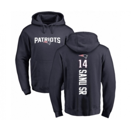 Football New England Patriots #14 Mohamed Sanu Sr Navy Blue Backer Pullover Hoodie