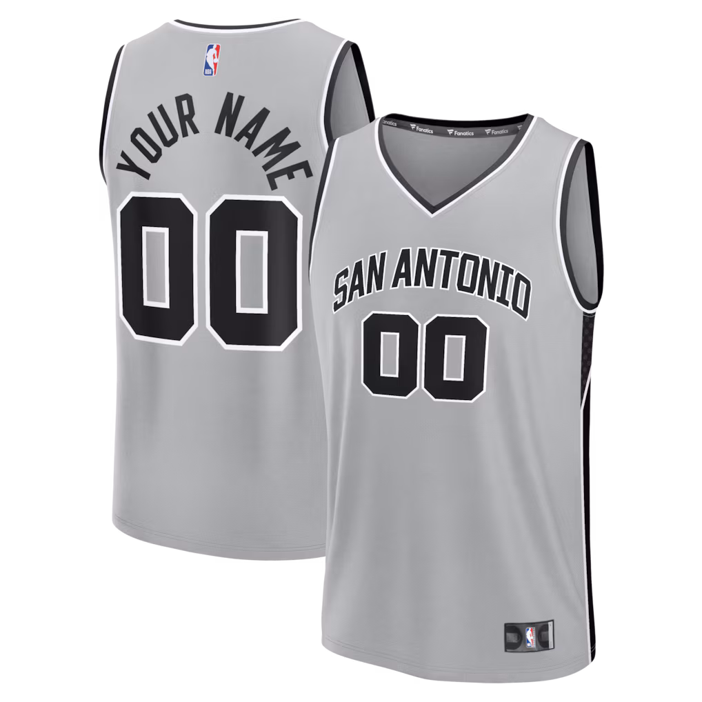 Youth San Antonio Spurs Fanatics Silver Fastbreak Custom Jersey - Statement Edition