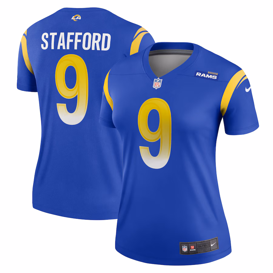 Women's Los Angeles Rams Matthew Stafford Nike Royal Legend Player Performance Top