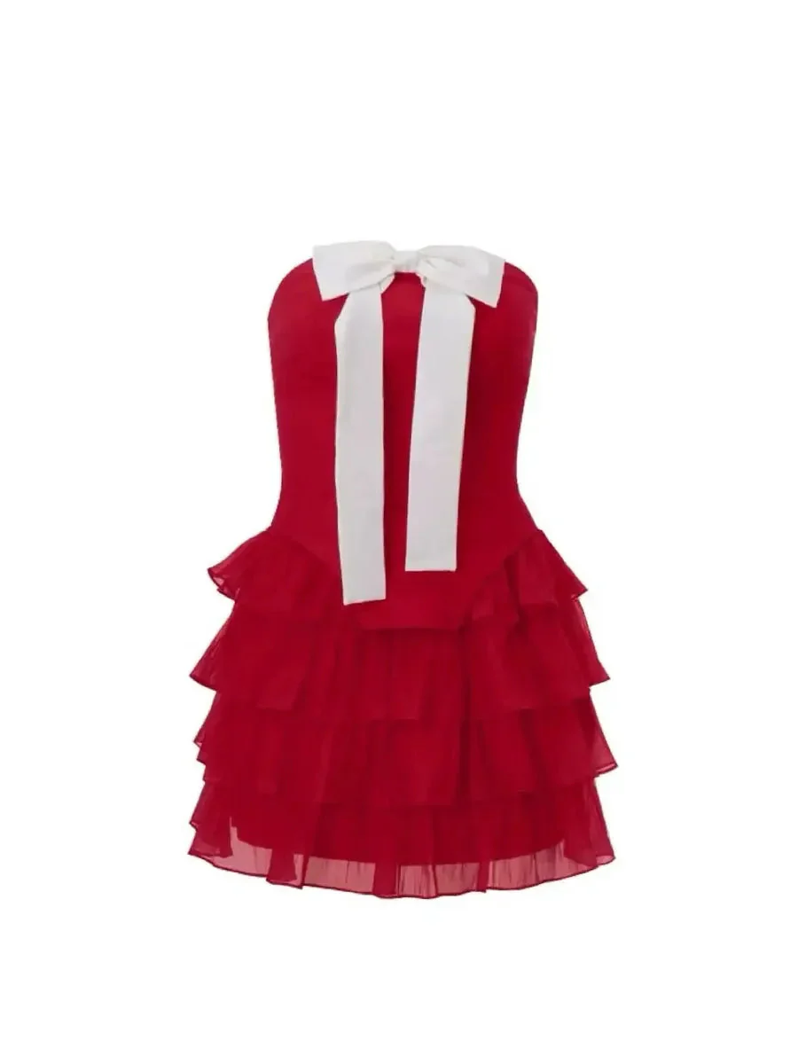 'Black Forrest' Black & White Ribbon Corset Bodysuit Dress