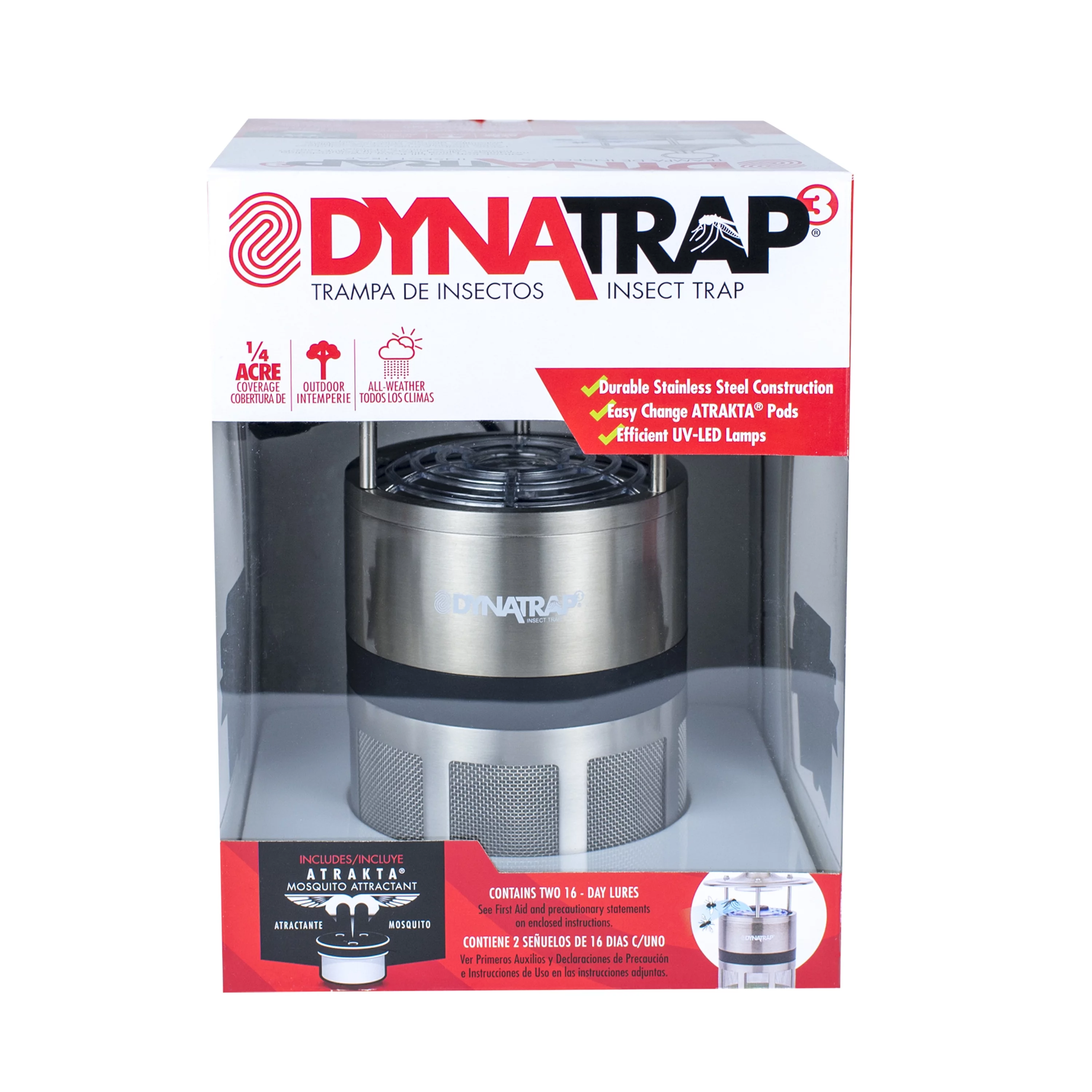 Dynatrap LED Atrakta Series 1/4 Acre Stainless Steel Outdoor Trap - Curated Treasures Market