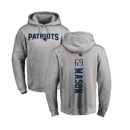 Football New England Patriots #69 Shaq Mason Ash Backer Pullover Hoodie