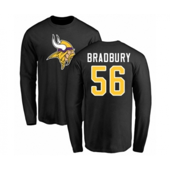 Football Minnesota Vikings #56 Garrett Bradbury Black Name & Number Logo Long Sleeve T-Shirt