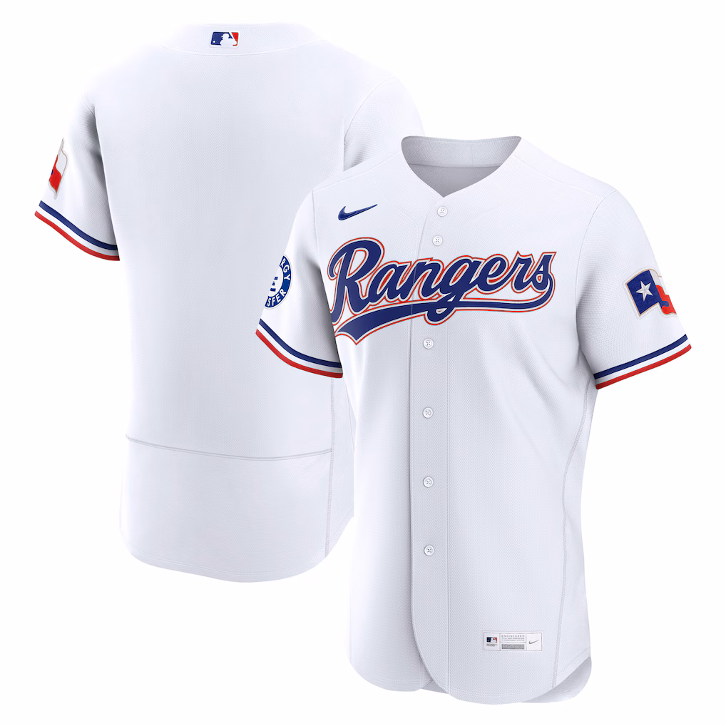 Men's Texas Rangers Nike White Home Sponsor Patch Authentic Jersey