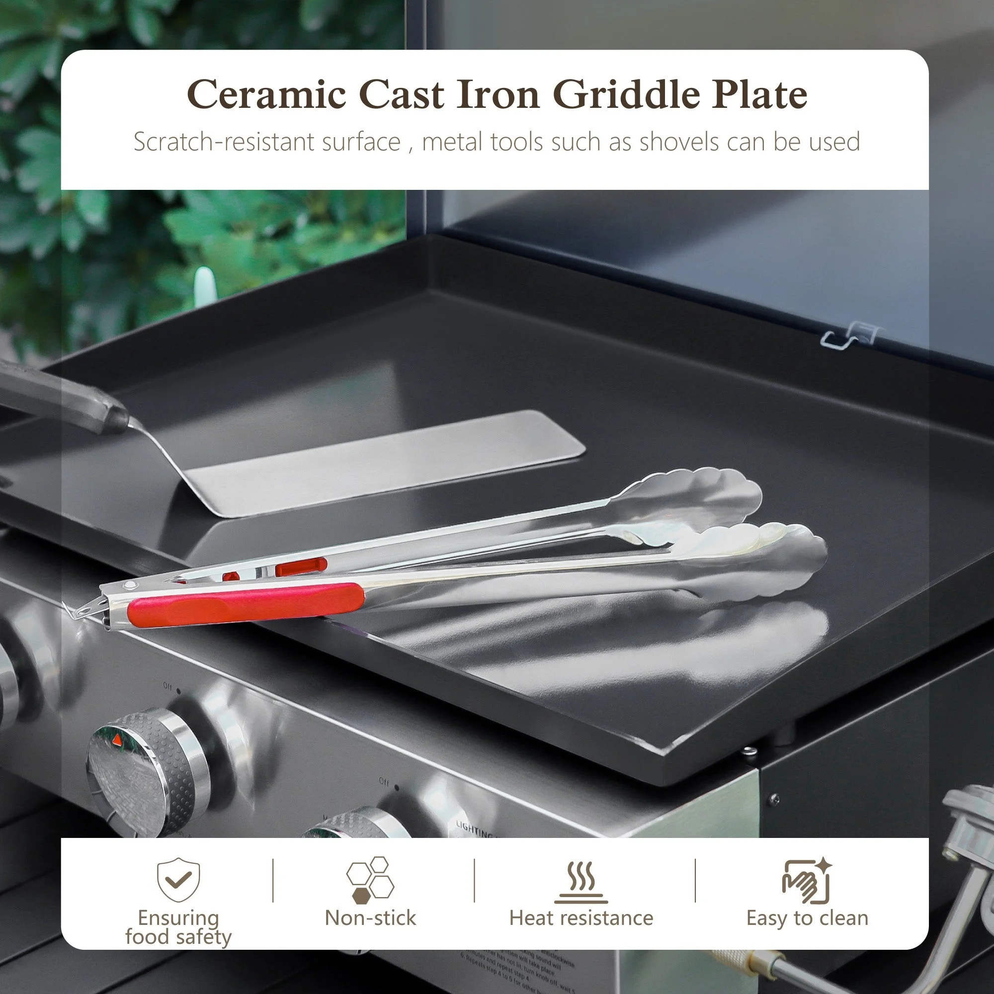 Alpha Joy 3-Burner Propane Gas Griddle Outdoor Flat Top Gas Grill Can Be Detached Table Top Griddle for Camping