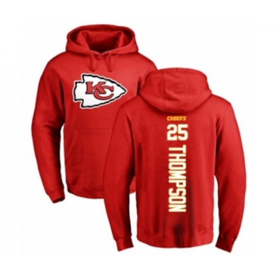 Football Kansas City Chiefs #25 Darwin Thompson Red Backer Pullover Hoodie