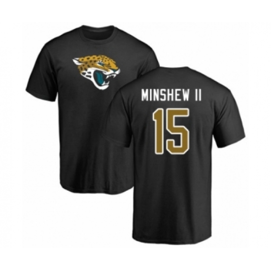 Football Jacksonville Jaguars #15 Gardner Minshew II Black Name & Number Logo T-Shirt