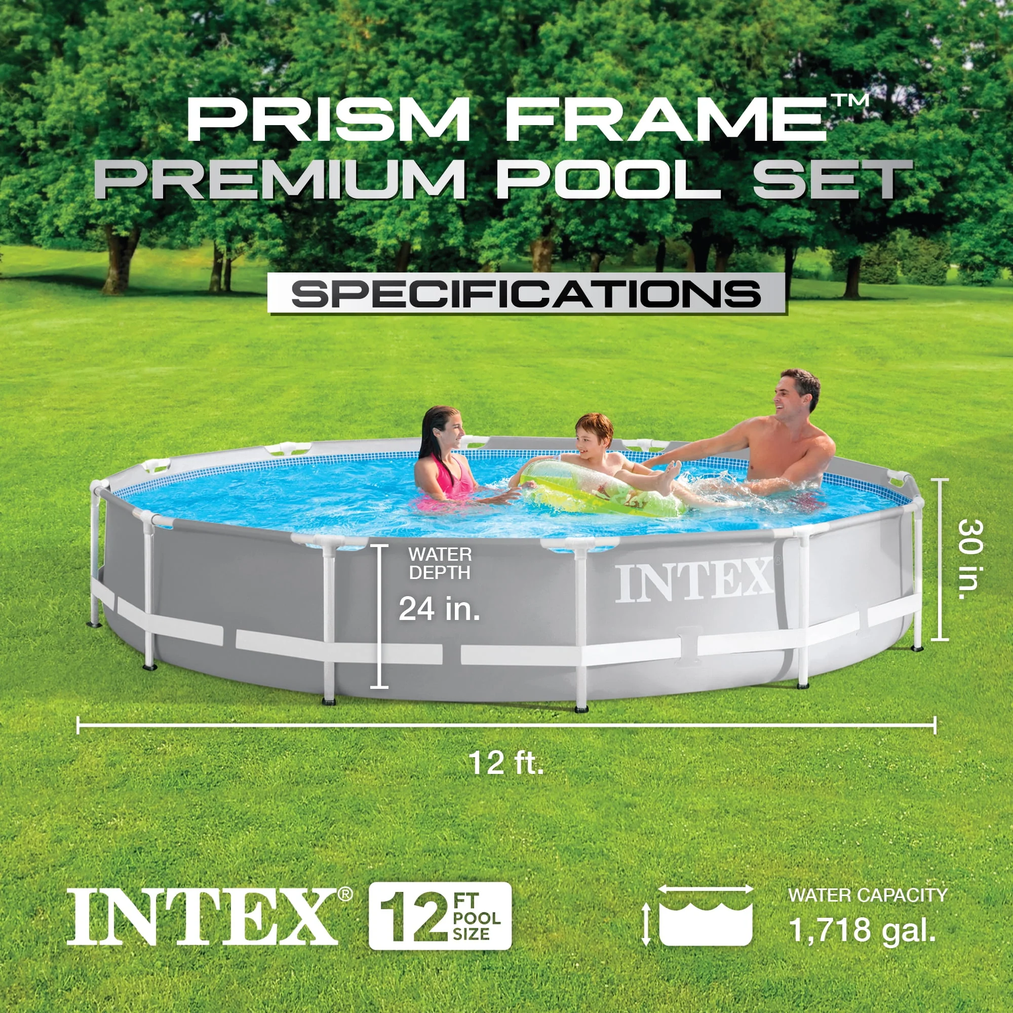 Intex 12' x 30 Prism Frame Premium Round Swimming Pool Set