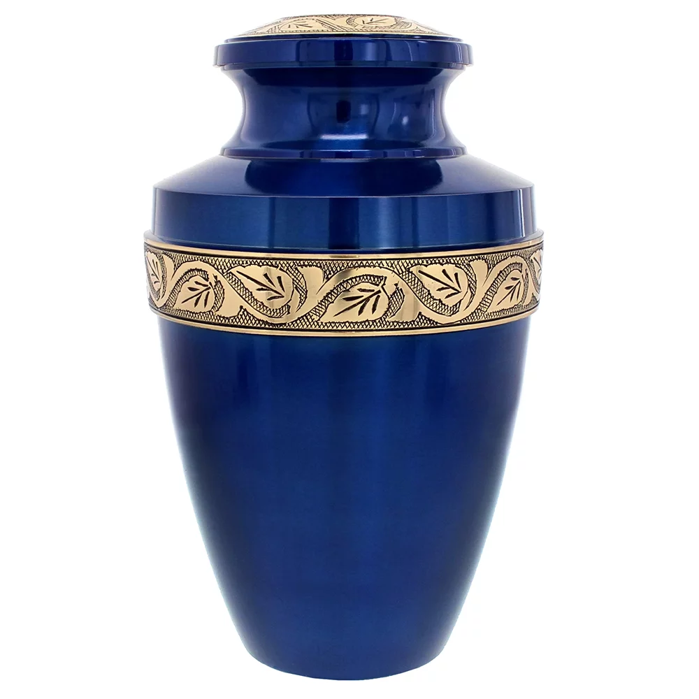 Trupoint Memorials Serenity Blue Large Adult Urns For Cremation Ashes In Home, For up to 200 lb Person with Velvet Bag - Curated Treasures Market