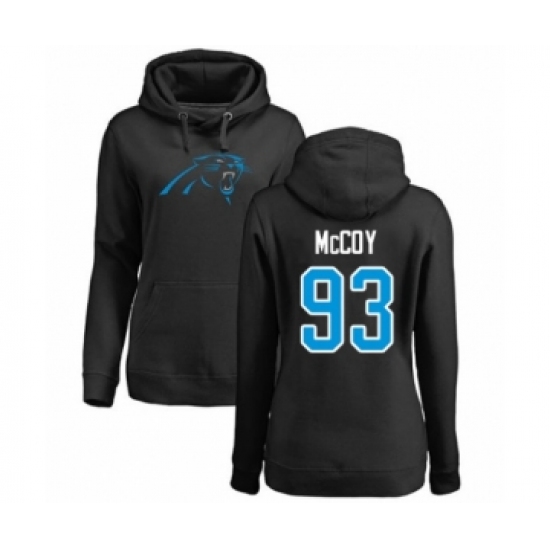 Football Women's Carolina Panthers #93 Gerald McCoy Black Name & Number Logo Pullover Hoodie