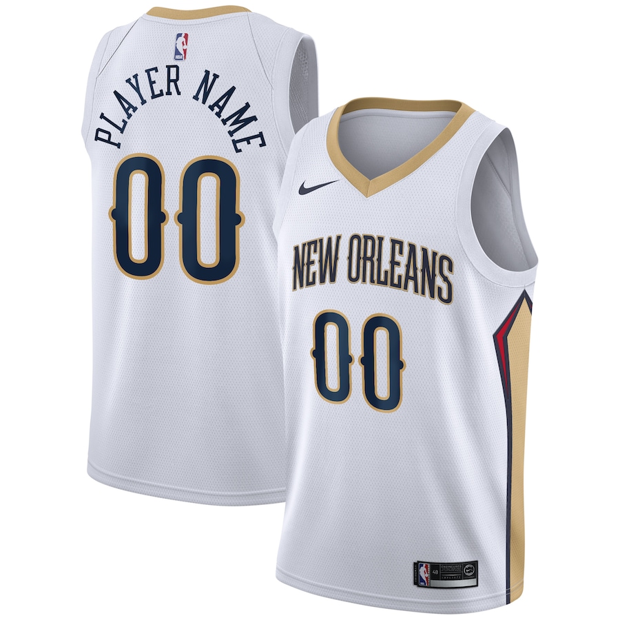Men's New Orleans Pelicans Nike White Swingman Custom Jersey - Association Edition