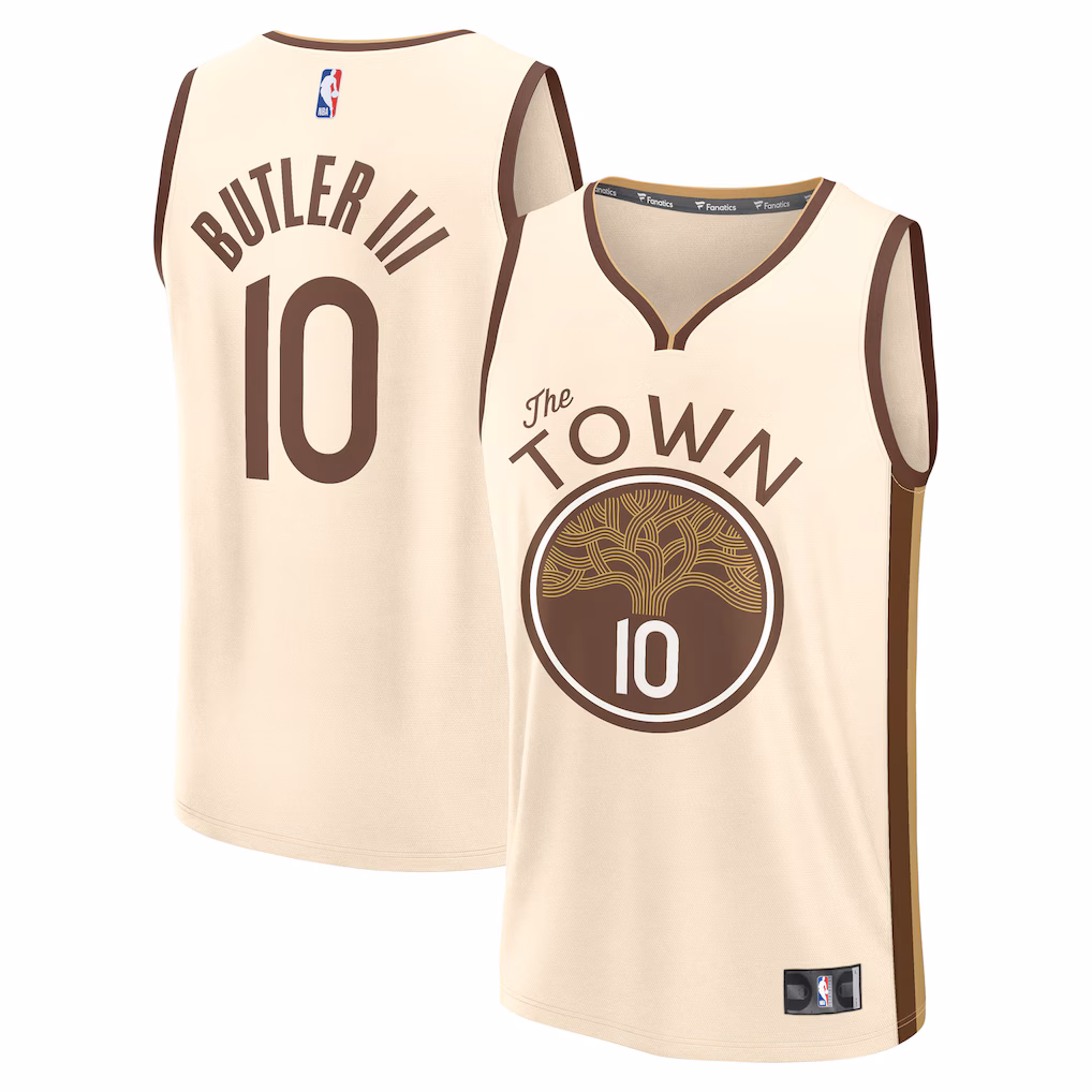 Youth Golden State Warriors Jimmy Butler III Fanatics Tan 2025/26 City Edition Fast Break Jersey