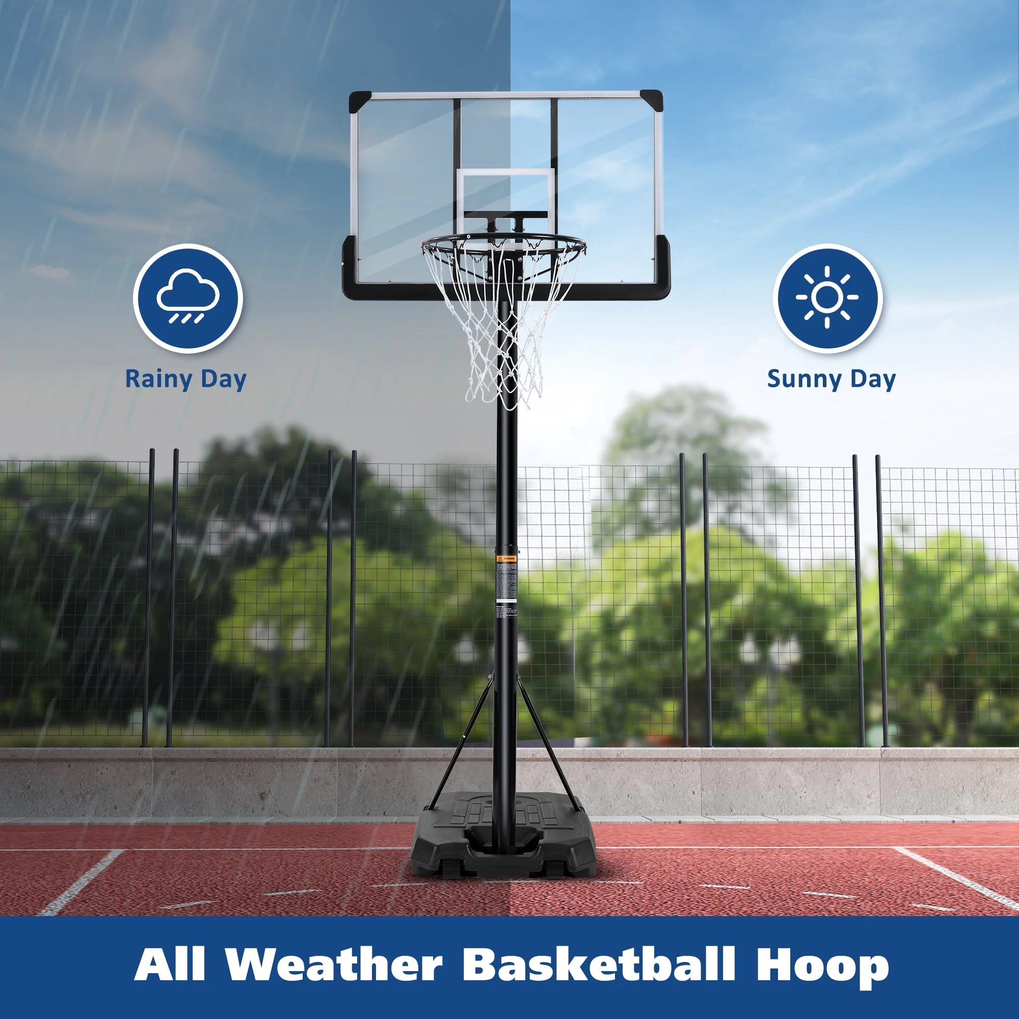 Basketball Hoop Portable Basketball System with Adjustable Height with Big Backboard & Large Base for Youth Adults Family Indoor Outdoor