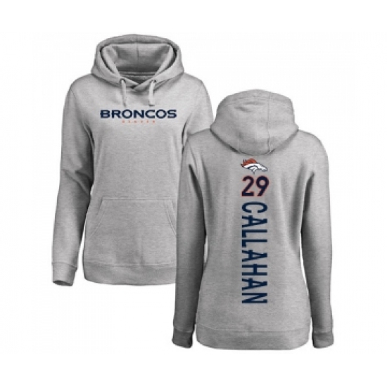 Football Women's Denver Broncos #29 Bryce Callahan Ash Backer Pullover Hoodie