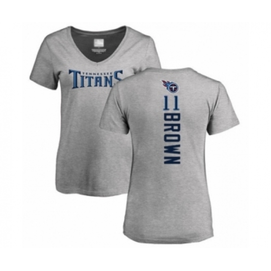 Football Women's Tennessee Titans #11 A.J. Brown Ash Backer T-Shirt
