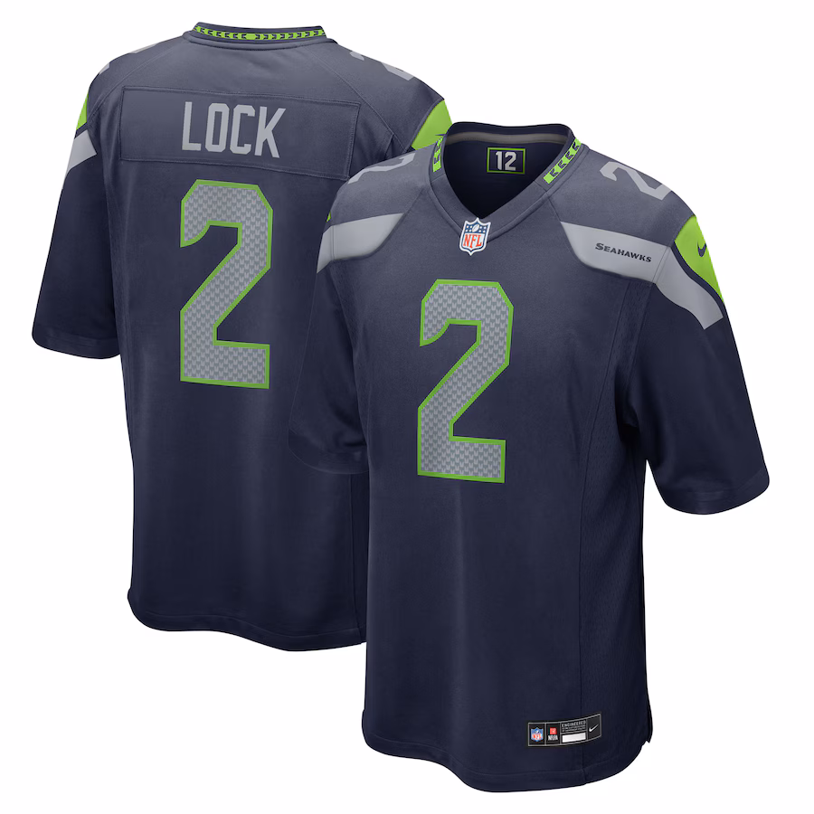 Men's Seattle Seahawks Drew Lock Nike College Navy Team Game Jersey