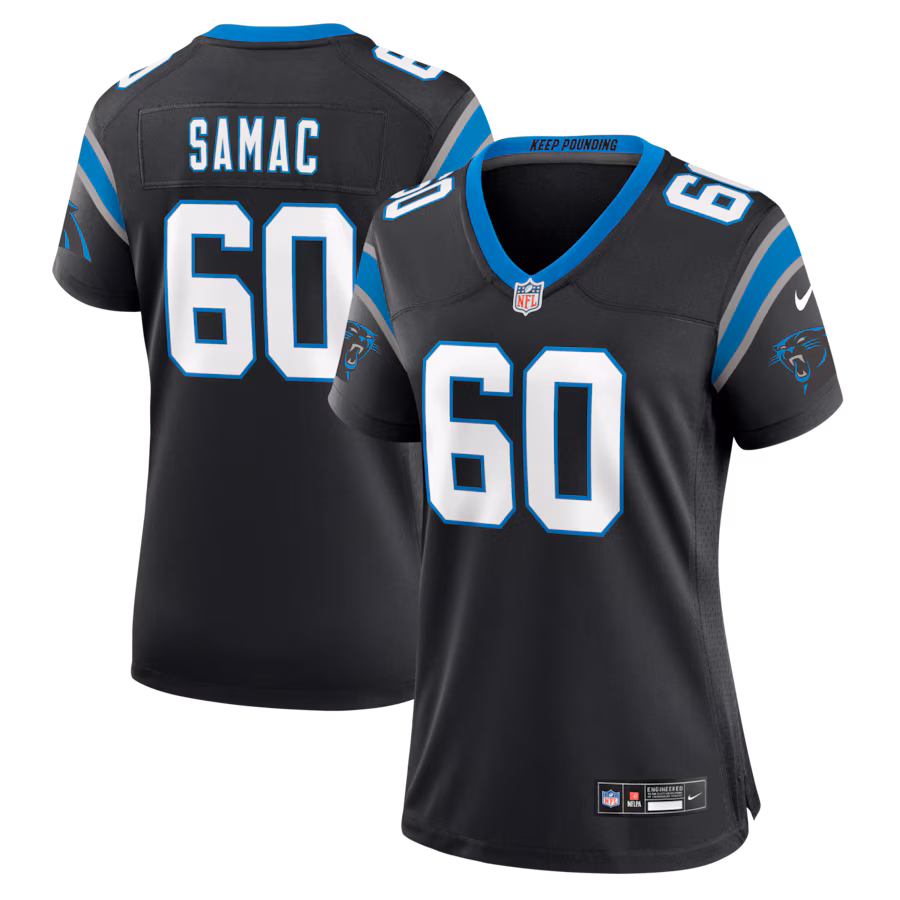 Women's Carolina Panthers Nick Samac Nike Black Team Game Jersey