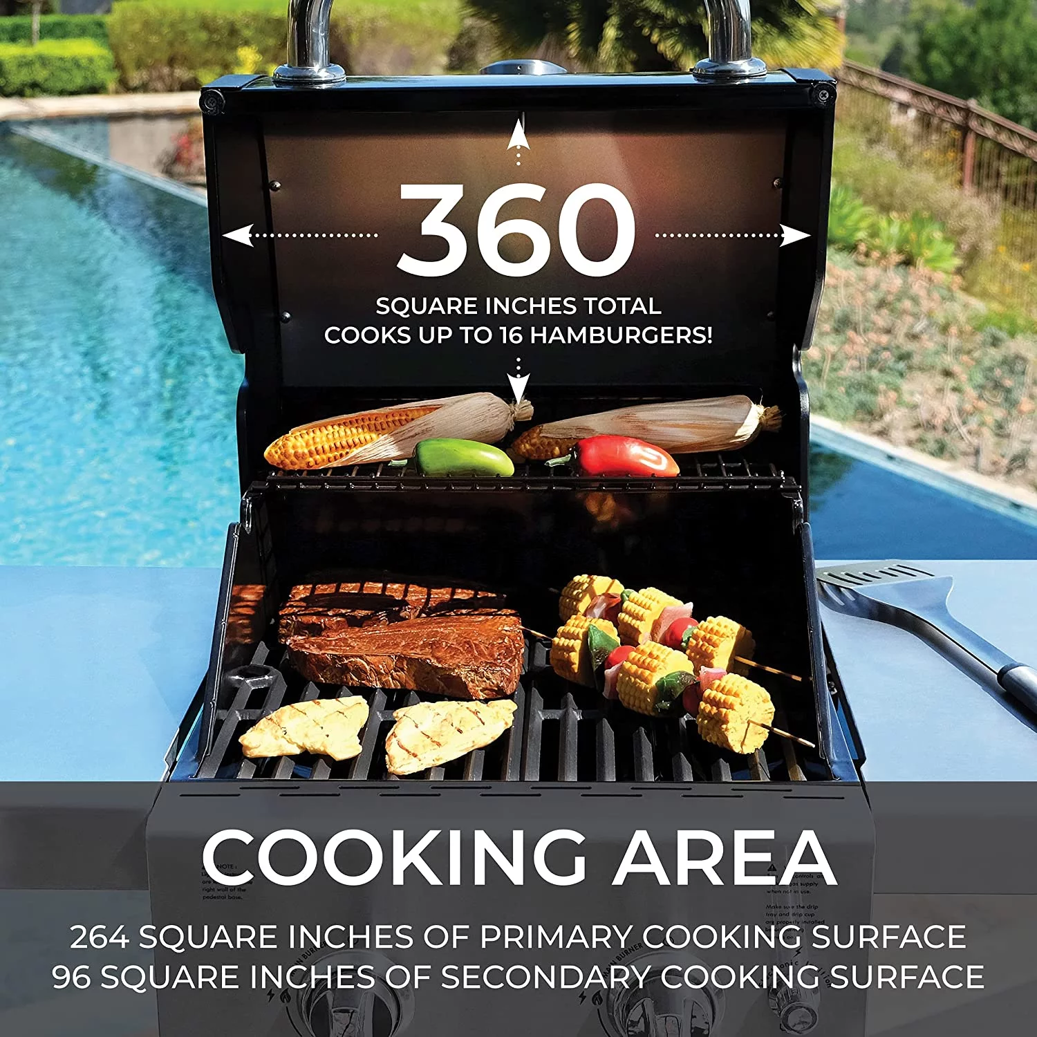 Permasteel 2-Burner Compact Propane Gas Grill with Foldable Sides, Black with Copper Accent