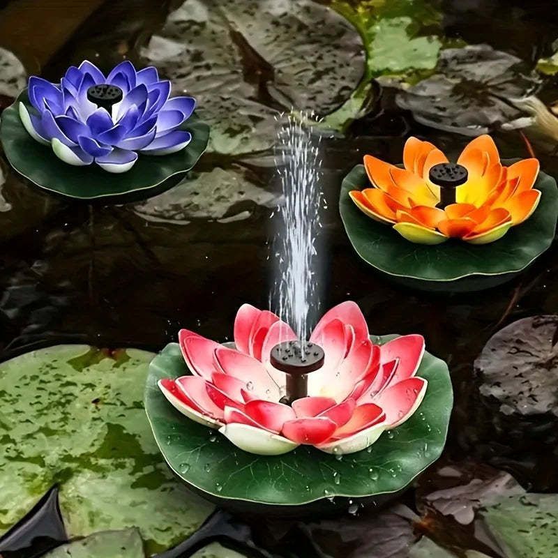 Lotus Shaped Solar Fountain Pond Decorative Man-made Lotus Shape Floating Garden Fountain  Solar Powered Outdoor Bird Bath Pool - Curated Treasures Market