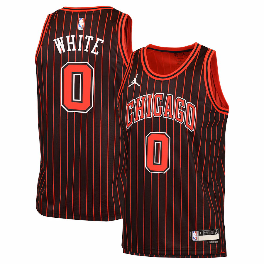 Youth Chicago Bulls Coby White Jordan Brand Black Swingman Jersey - Statement Edition