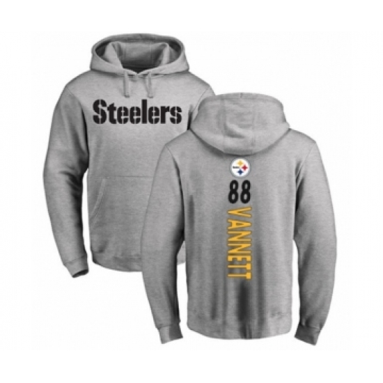 Pittsburgh Steelers #88 Nick Vannett Ash Backer Pullover Hoodie
