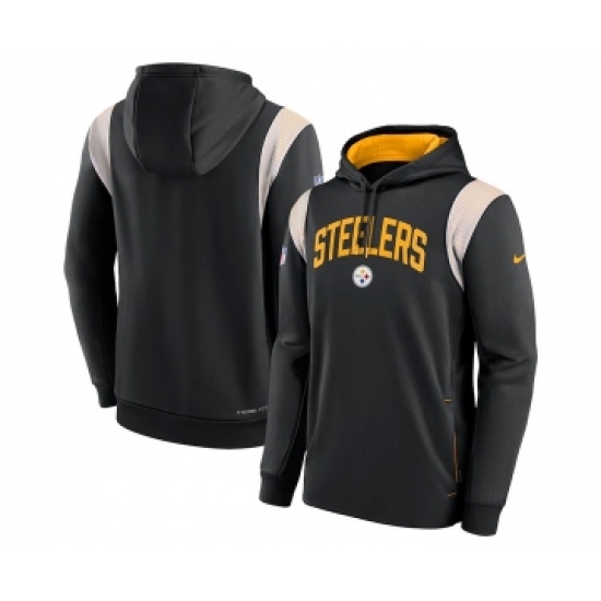 Mens Pittsburgh Steelers Black Sideline Stack Performance Pullover Hoodie