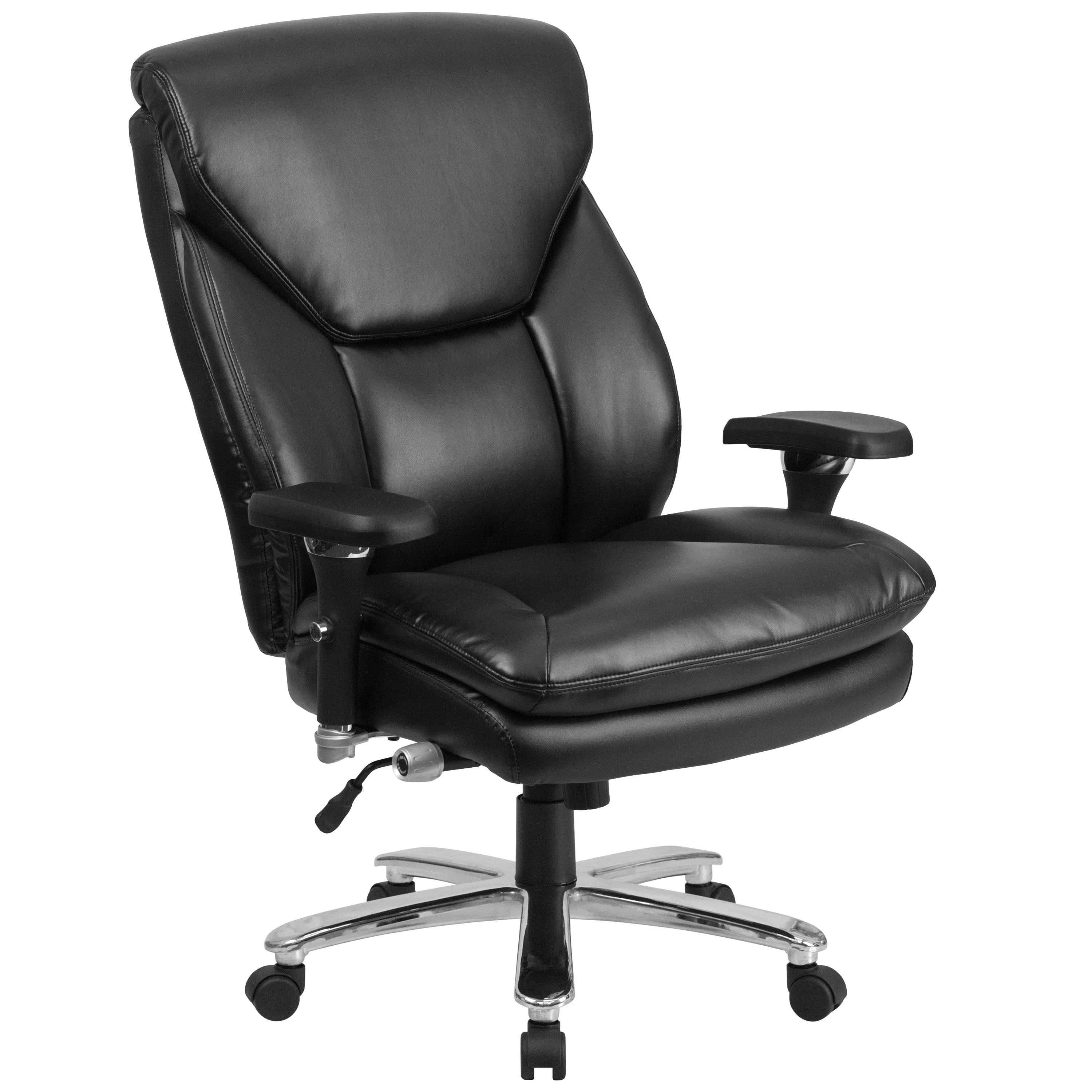 Emma + Oliver 24/7 400 lb. High Back Black LeatherSoft Ergonomic Office Chair with Lumbar Knob - Curated Treasures Market