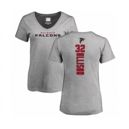 Football Women's Atlanta Falcons #32 Qadree Ollison Ash Backer T-Shirt