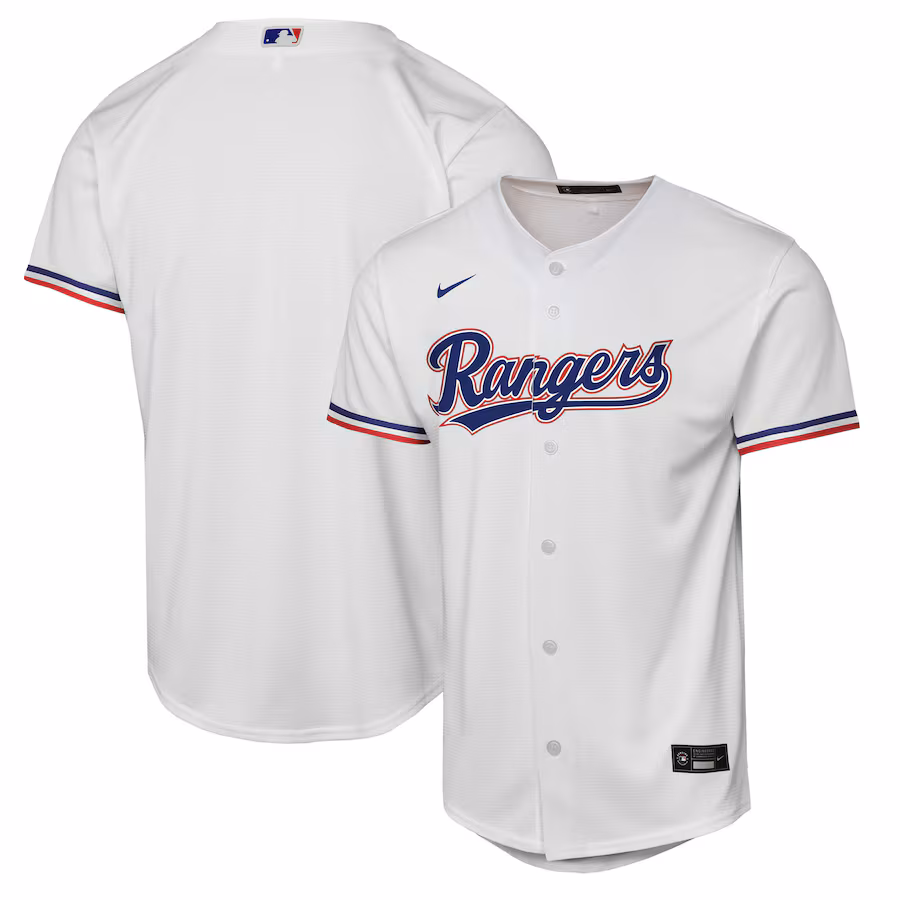 Youth Texas Rangers Nike White Home Replica Jersey