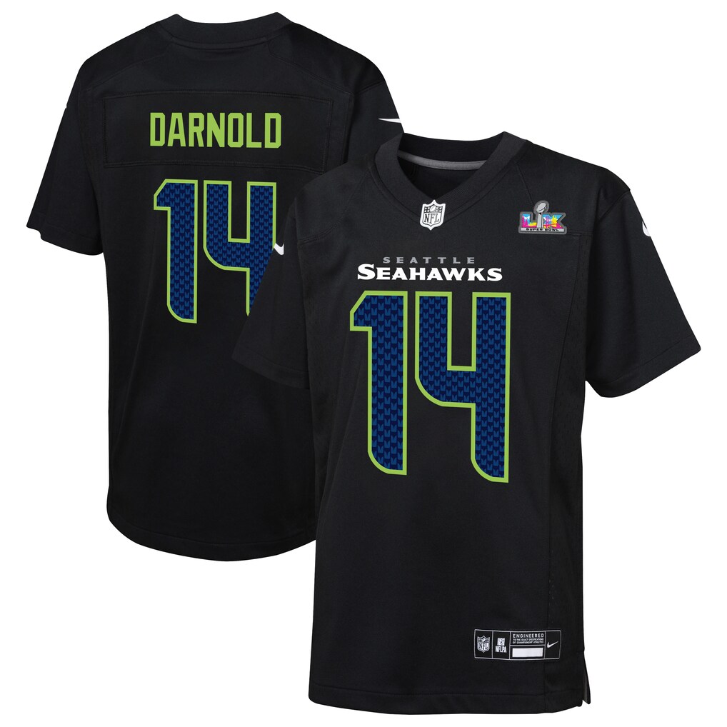 Youth Seattle Seahawks Sam Darnold Nike Black Super Bowl LX Carbon Fashion Game Jersey