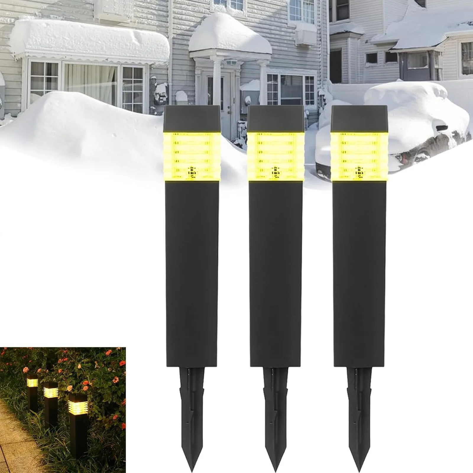 3pc Solar Defrost Lights Mini Solar Powered Snow Melter Deicing Lights For Outside Solar Defrost Lights Grounded Plug Solar Lights - Curated Treasures Market