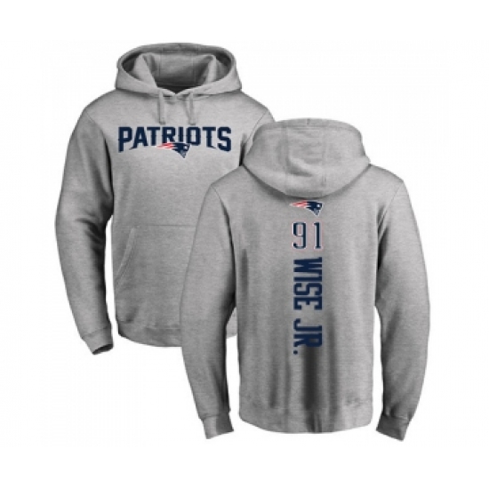 Football New England Patriots #91 Deatrich Wise Jr Ash Backer Pullover Hoodie